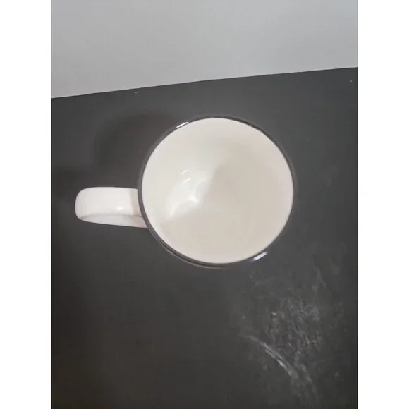 Threshold Initial ‘D’ Coffee Mug Black On White Gold Accent Black Rim Excellent - Picture 2 of 8